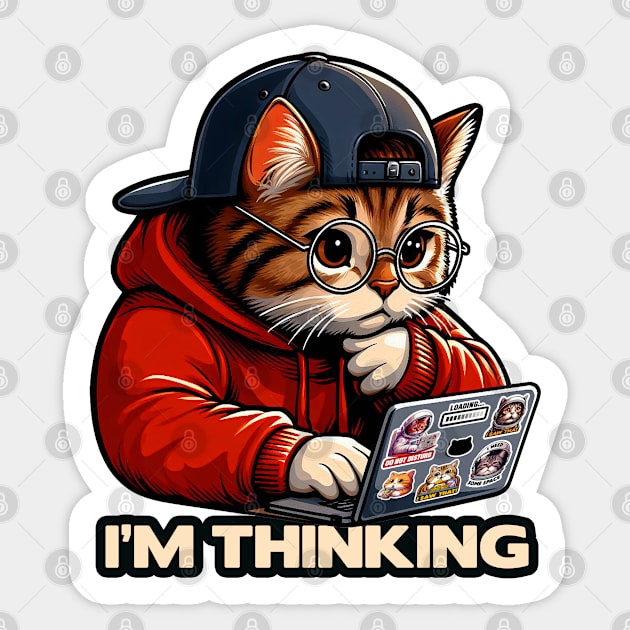 I'm Thinking meme Tabby Cat Sticker by Plushism